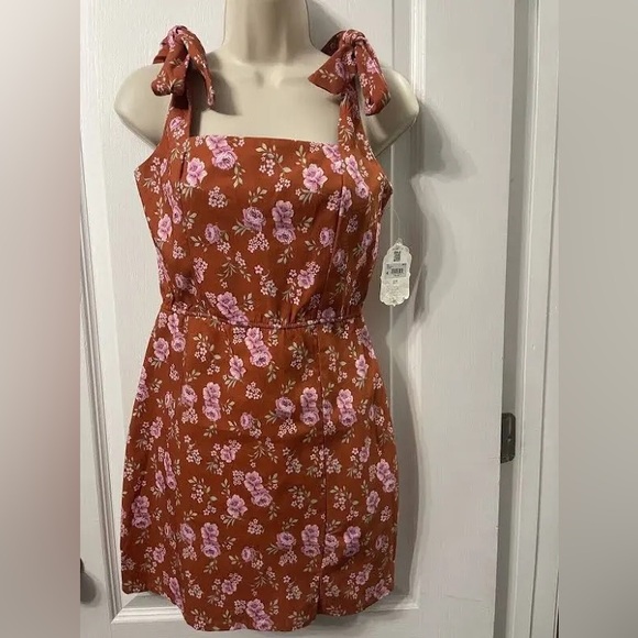 Altered State Rust Pink Floral Tie Should Sundress - Picture 1 of 7